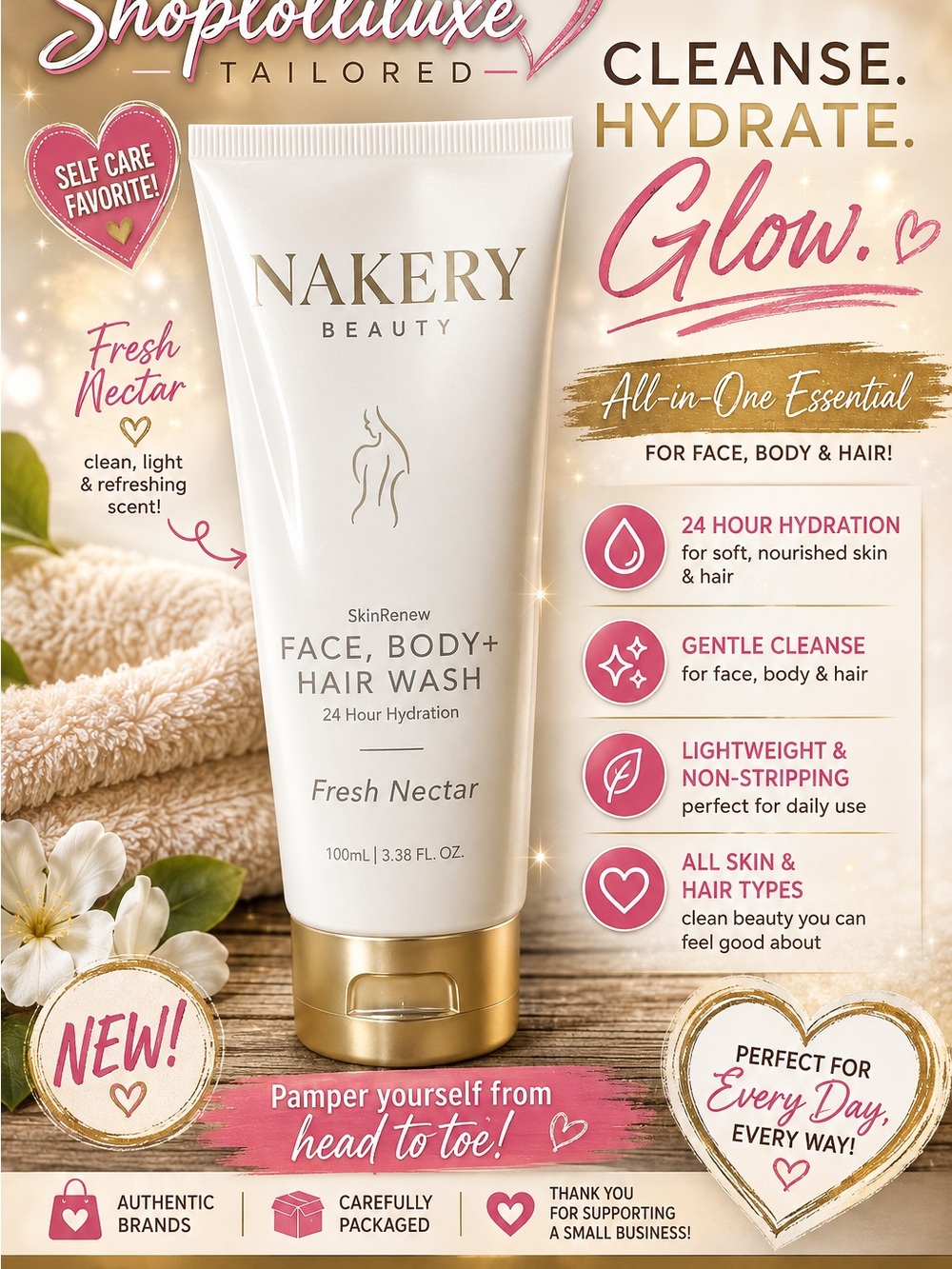 Nakery Beauty Fresh Nectar Face, Body + Hair Wash — 109ml